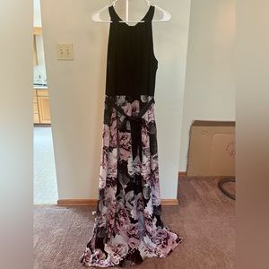 Black and Floral Maxi Dress Sz 14